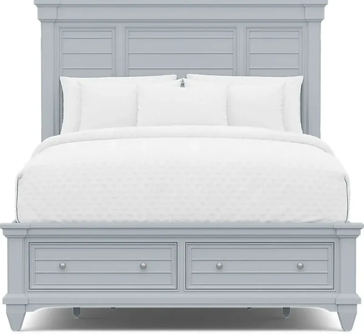 Hilton Head Blue 3 Pc Queen Panel Bed with Storage