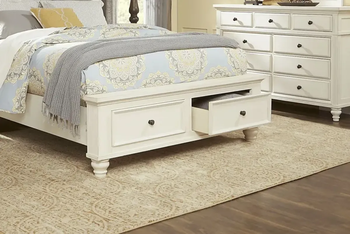 Lake Town Off-White 3 Pc Queen Panel Bed with Storage