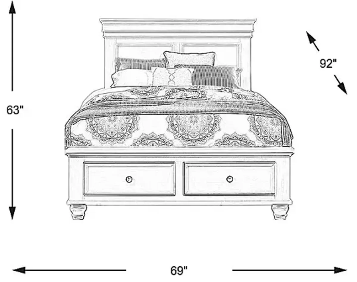 Lake Town Off-White 3 Pc Queen Panel Bed with Storage