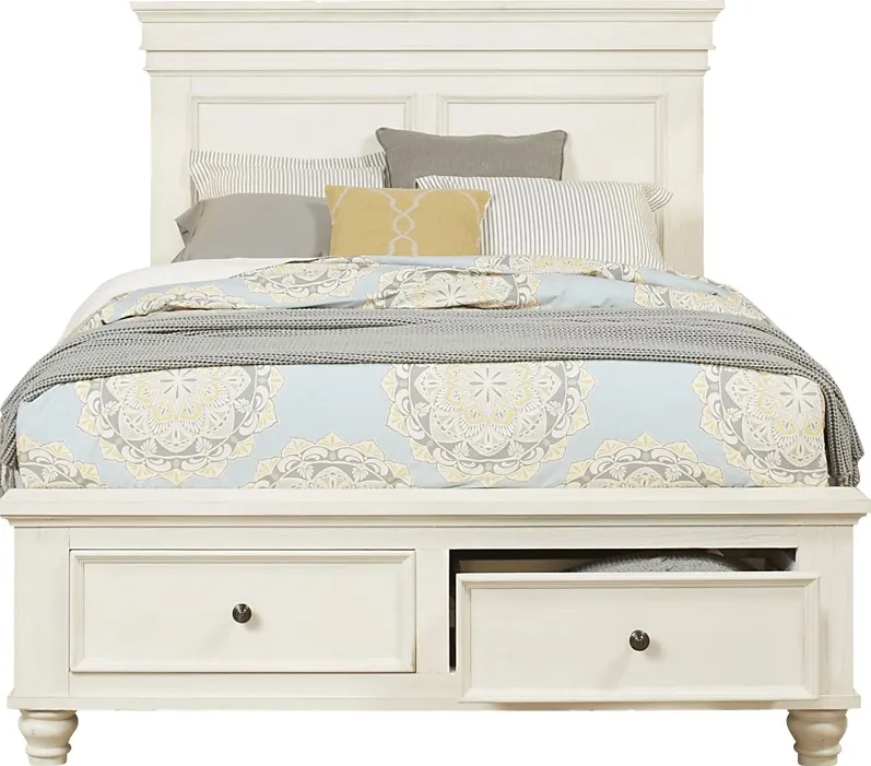 Lake Town Off-White 3 Pc Queen Panel Bed with Storage