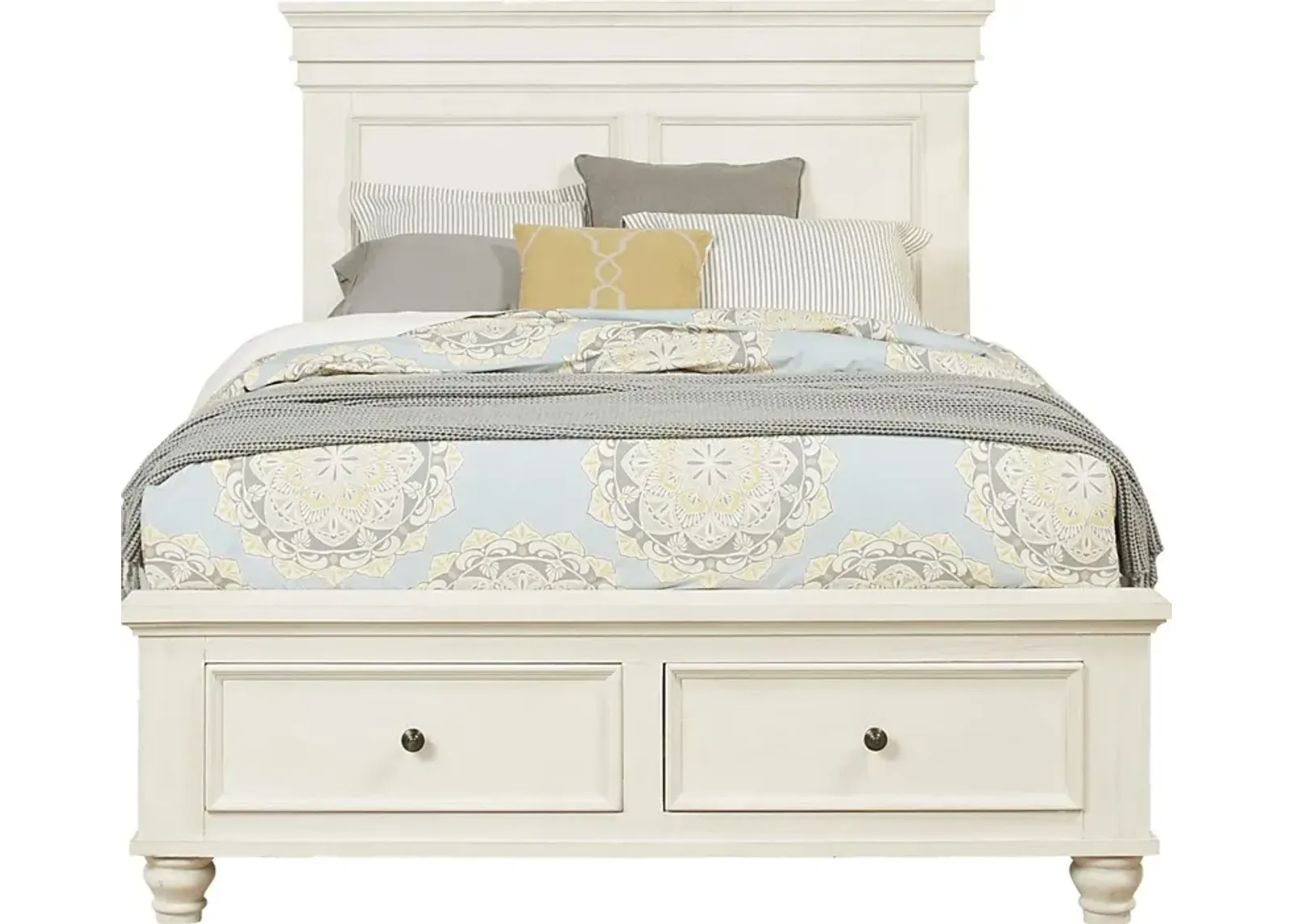 Lake Town Off-White 3 Pc Queen Panel Bed with Storage