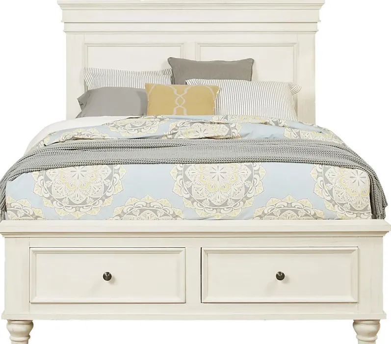 Lake Town Off-White 3 Pc Queen Panel Bed with Storage