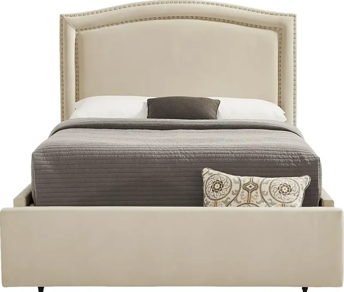 Loden II Cream 3 Pc Queen Upholstered Storage Bed