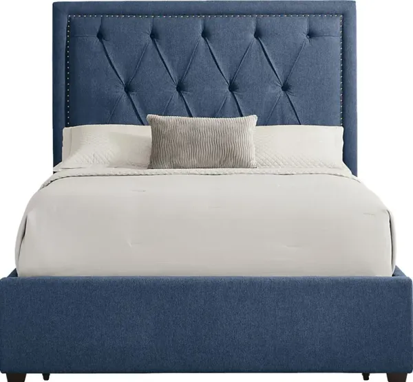 Elridge II Blue 3 Pc Queen Upholstered Storage Bed