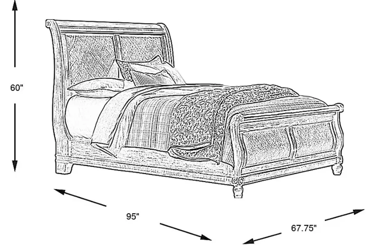 West Indies Brown 3 Pc Queen Sleigh Bed