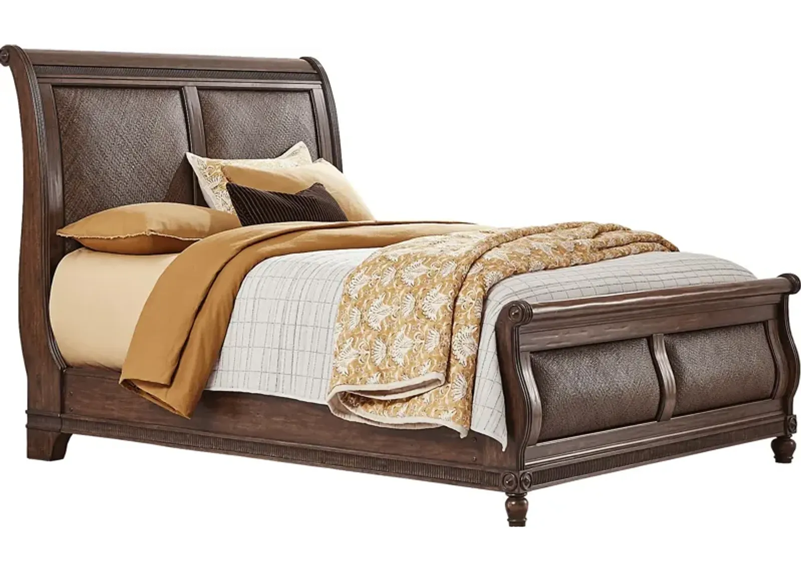 West Indies Brown 3 Pc Queen Sleigh Bed