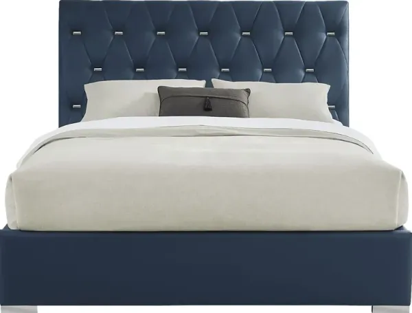 Coeval Court Blue 3 Pc Queen Upholstered Bed