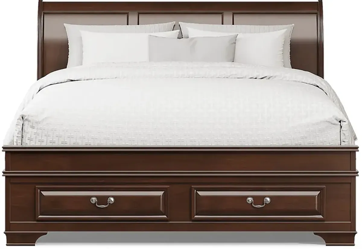 Mill Valley II Cherry 3 Pc King Sleigh Bed with Storage