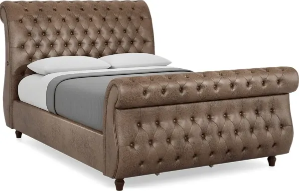 Ivy Brown 3 Pc King Upholstered Sleigh Bed