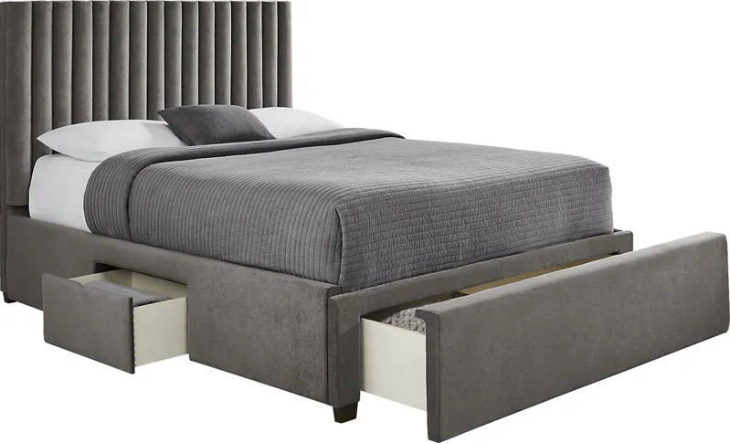 Belvedere Smoke 3 Pc King Upholstered Storage Bed