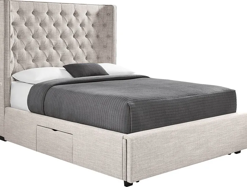 Harlow Hill Taupe 3 Pc King Upholstered Storage Bed