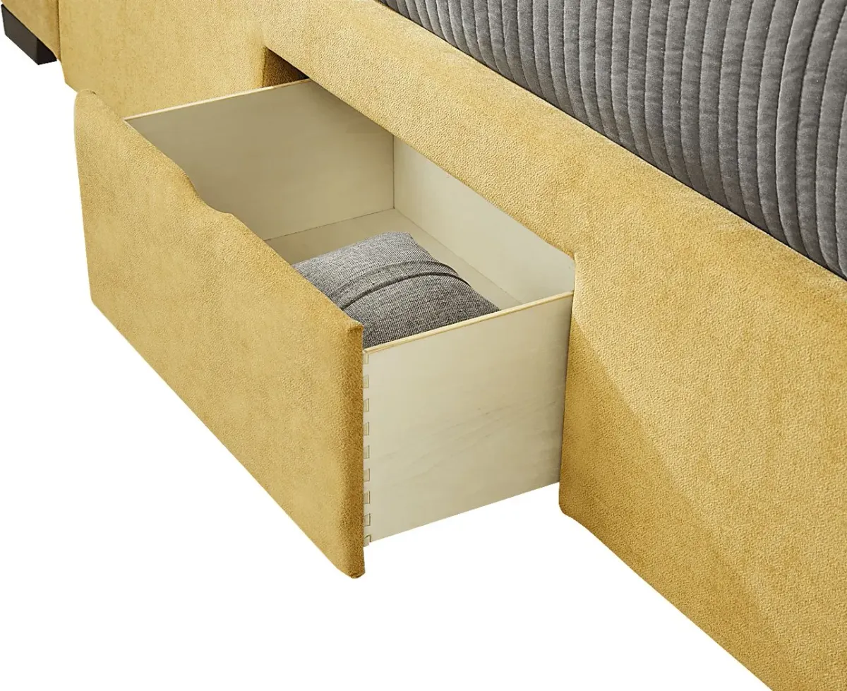 Beaufoy Yellow 3 Pc King Upholstered Complete Storage Bed