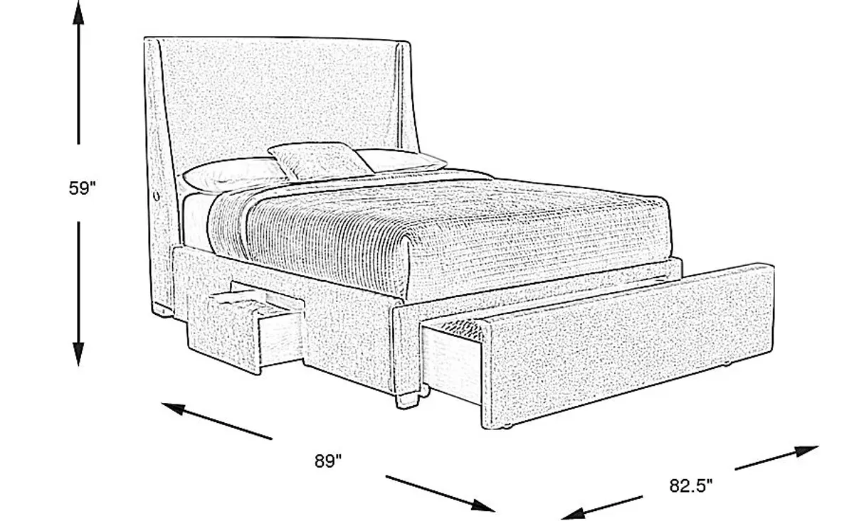 Beaufoy Yellow 3 Pc King Upholstered Complete Storage Bed