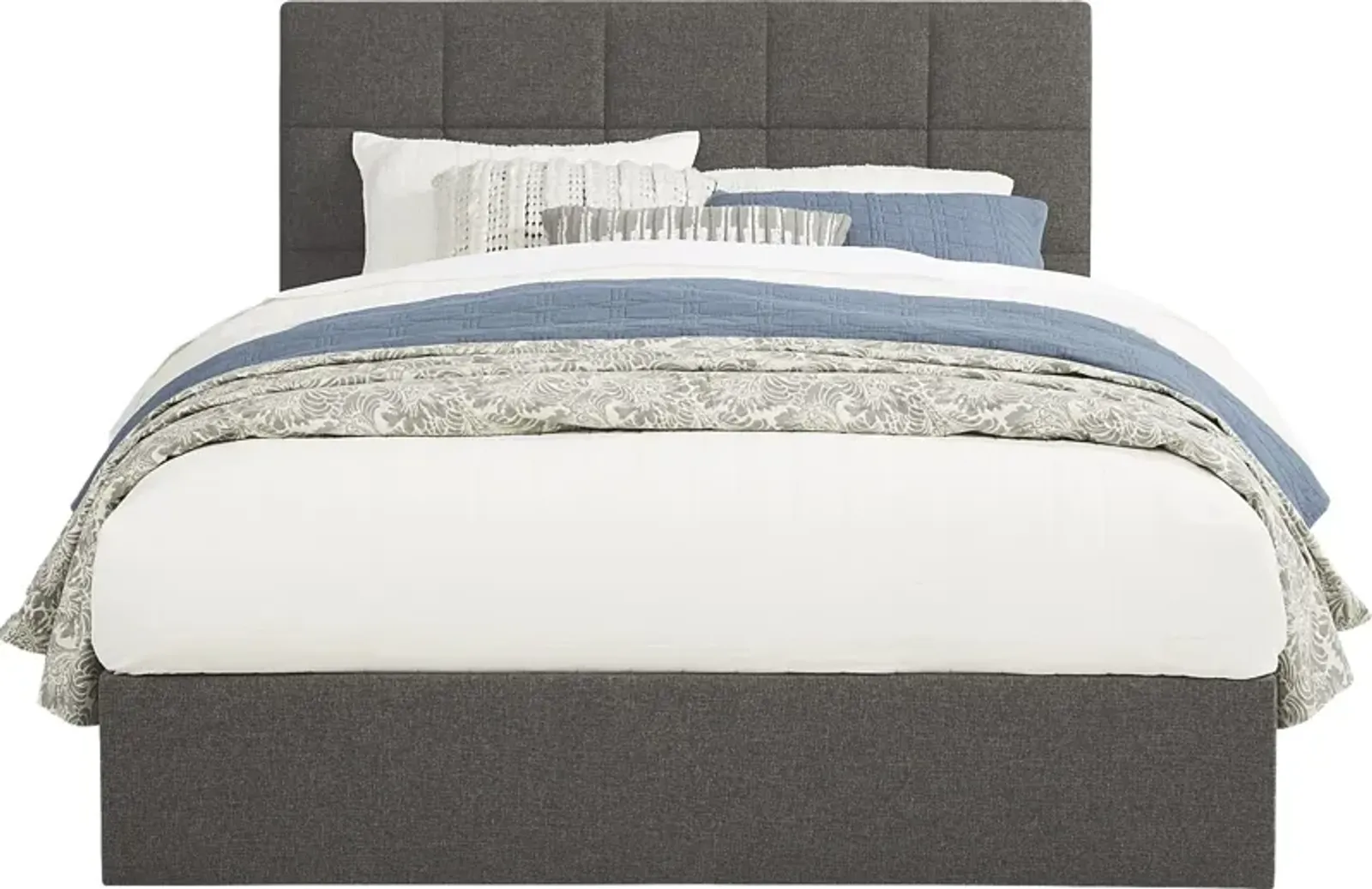 Aubrielle Gray 3 Pc King Square Upholstered Bed