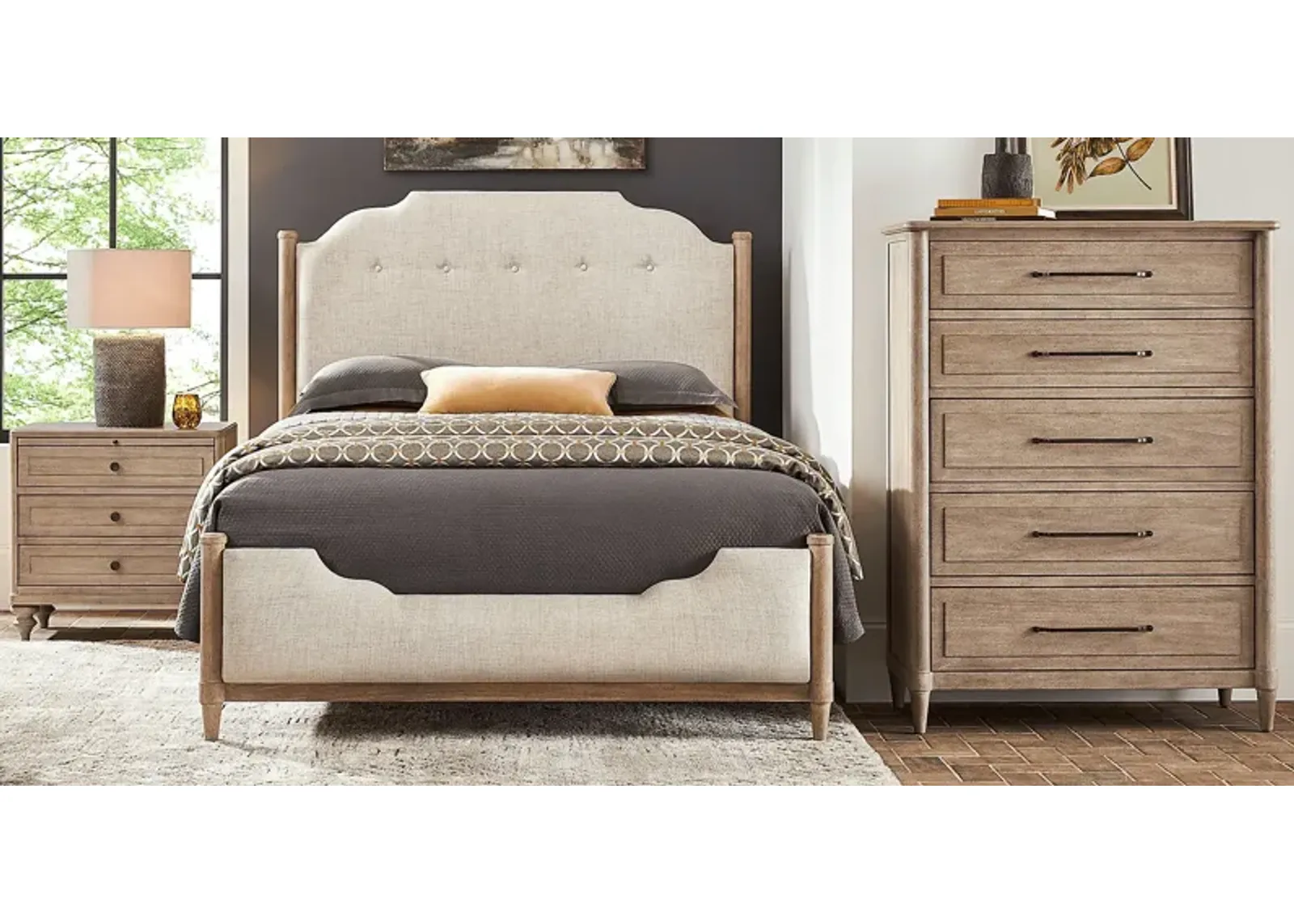 Oakwood Terrace Tan 5 Pc King Upholstered Bedroom