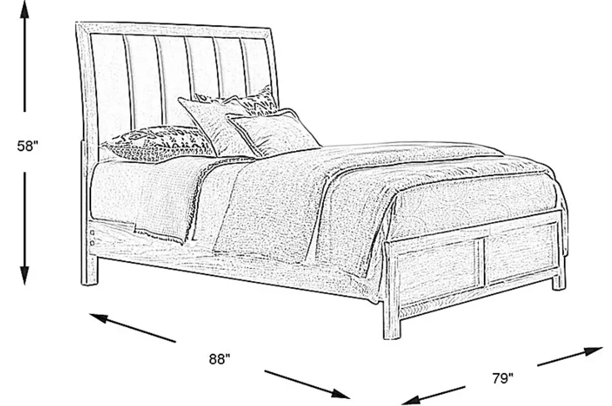 Woodley Natural 3 Pc King Upholstered Bed