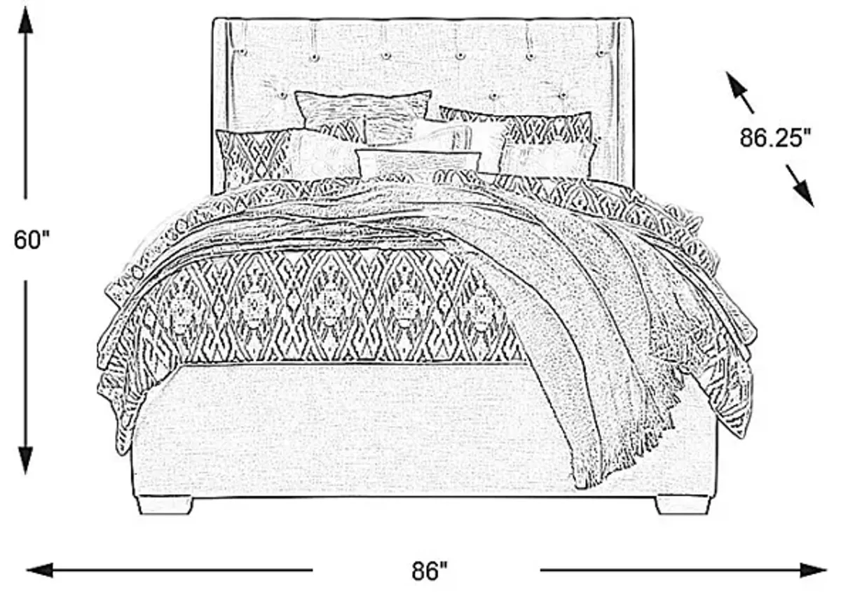 Alison Gray 3 Pc King Upholstered Bed with 4 Drawer Storage