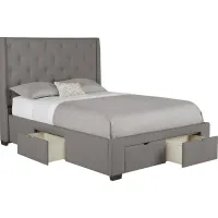 Alison Gray 3 Pc King Upholstered Bed with 4 Drawer Storage