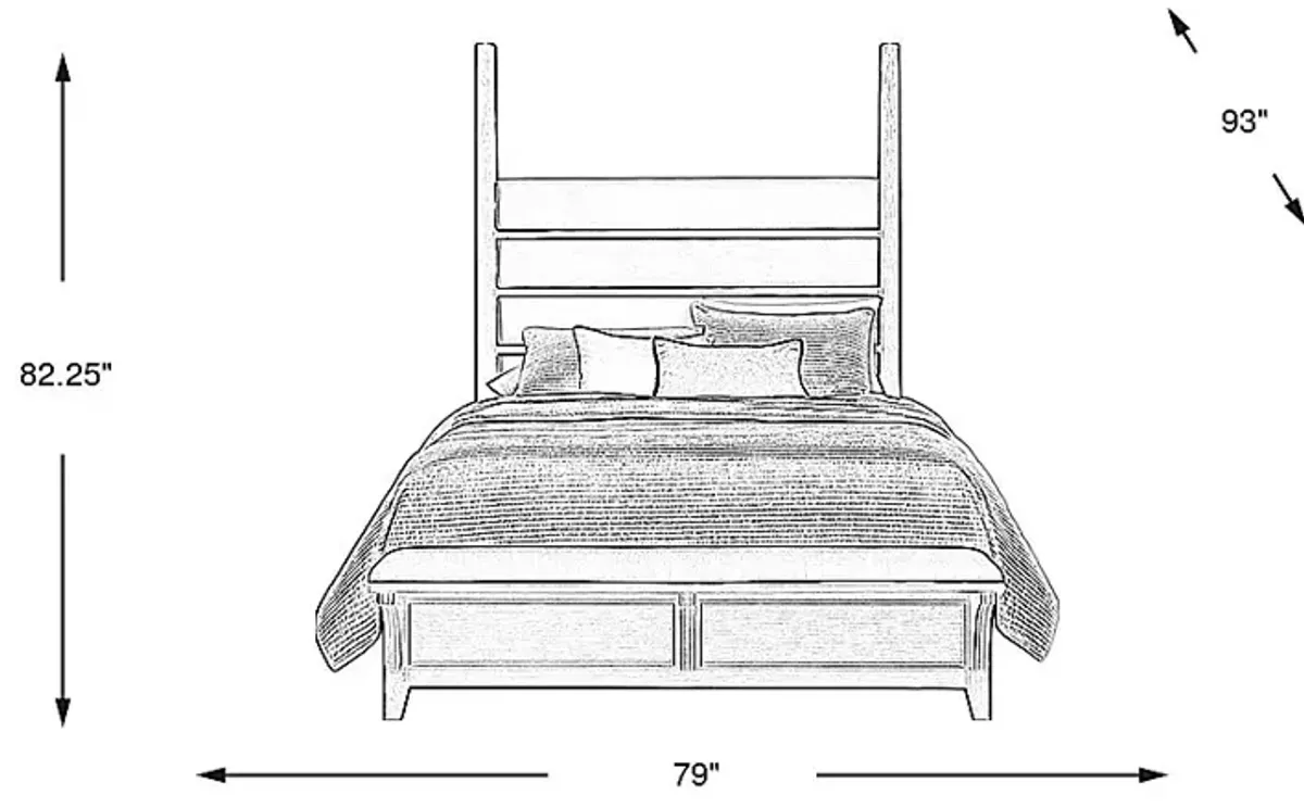 Copperline Black 3 Pc King Poster Bed with Bench