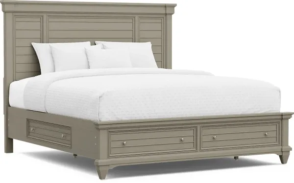Hilton Head Gray 3 Pc King Panel Bed with Storage