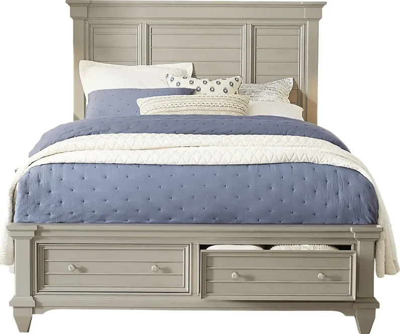 Hilton Head Gray 3 Pc King Panel Bed with Storage