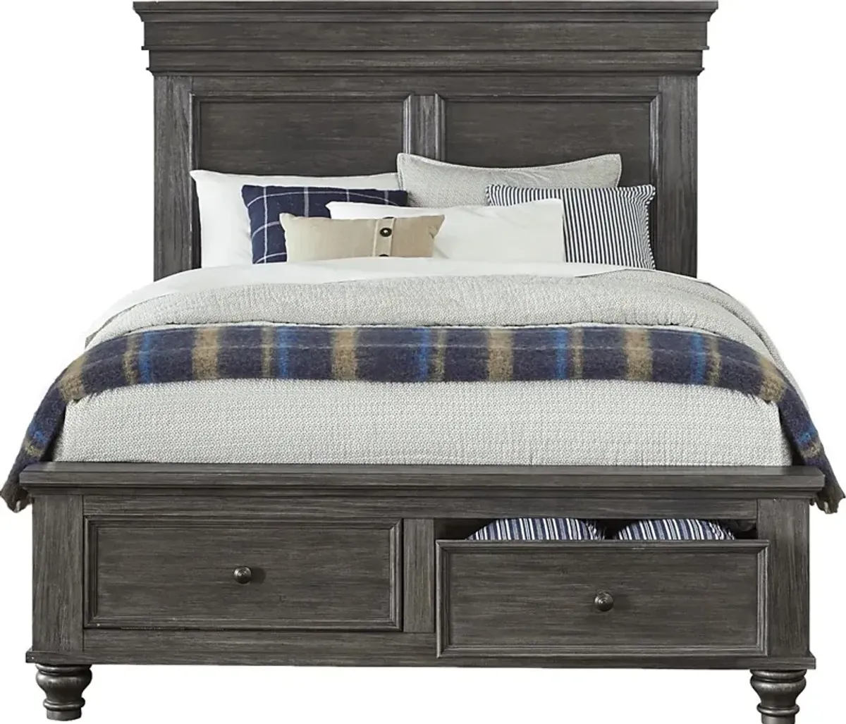 Lake Town Gray 3 Pc King Panel Bed with Storage