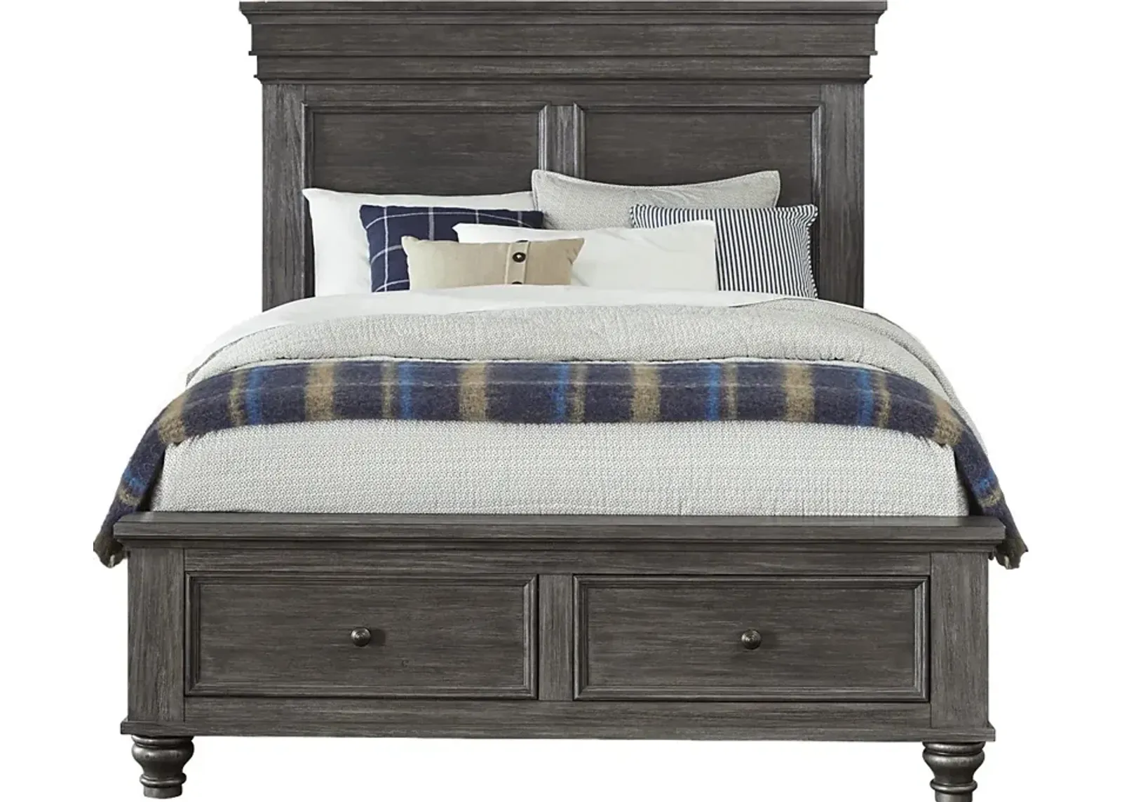 Lake Town Gray 3 Pc King Panel Bed with Storage