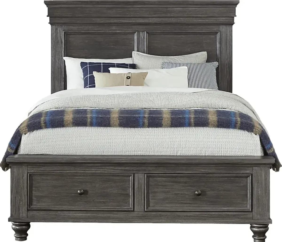 Lake Town Gray 3 Pc King Panel Bed with Storage