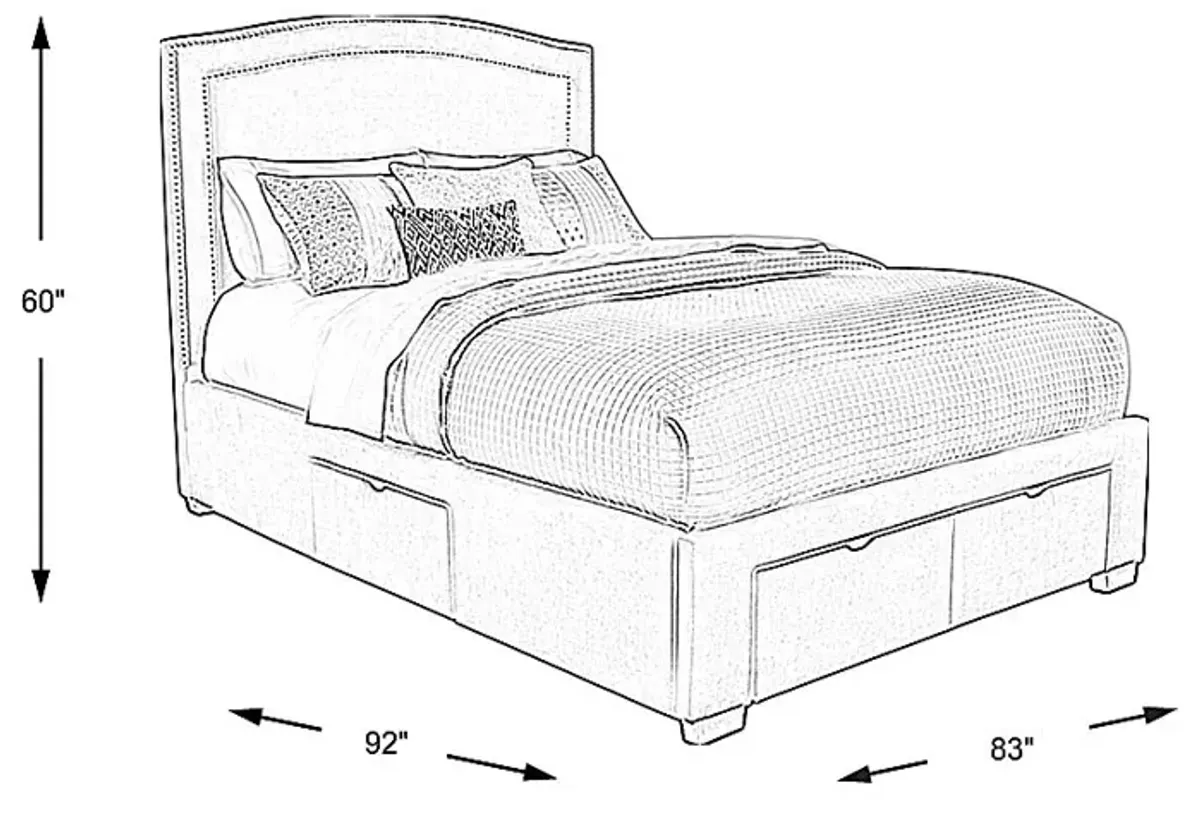 Loden Beige 3 Pc King Upholstered Bed with 4 Drawer Storage