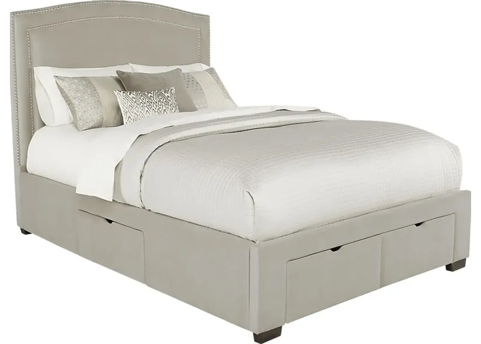 Loden Beige 3 Pc King Upholstered Bed with 4 Drawer Storage