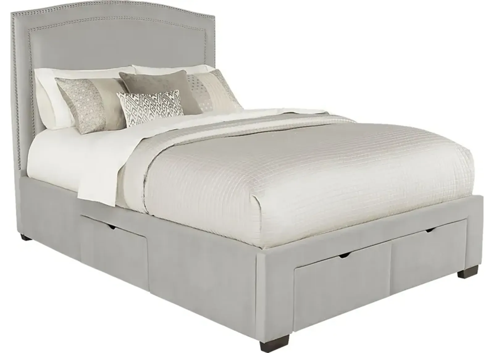 Loden Gray 3 Pc King Upholstered Bed with 4 Drawer Storage