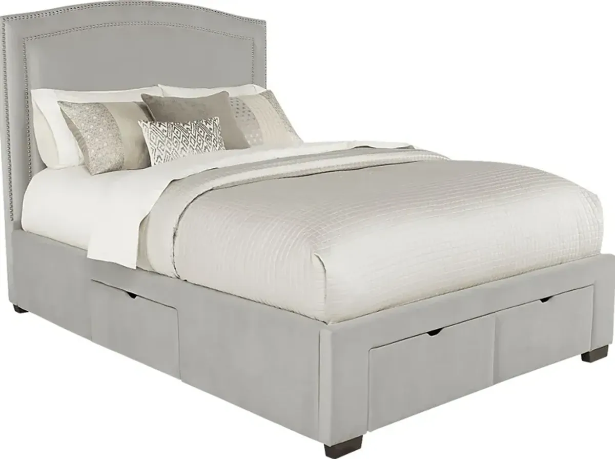 Loden Gray 3 Pc King Upholstered Bed with 4 Drawer Storage