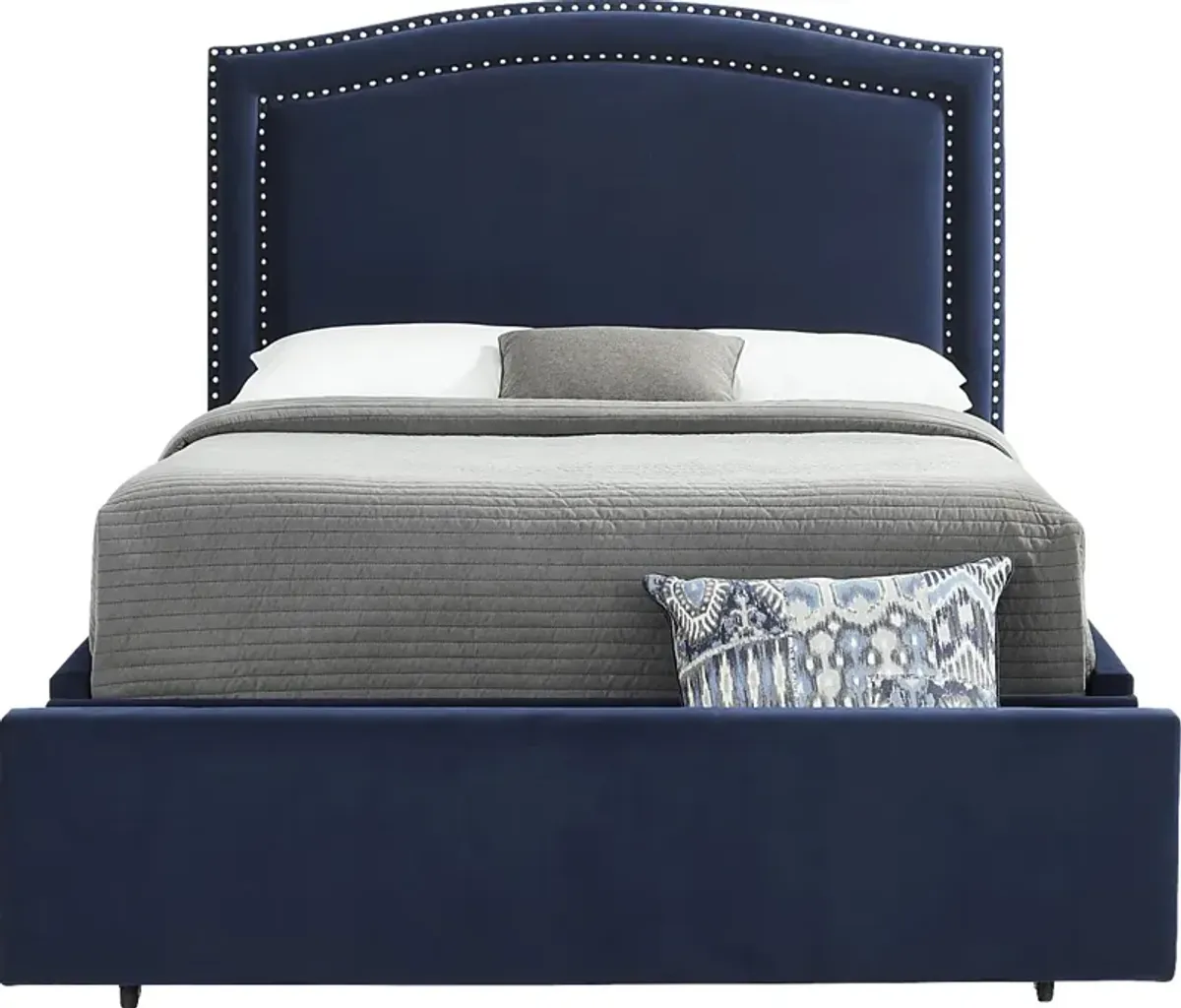 Loden II Blue 3 Pc King Upholstered Storage Bed