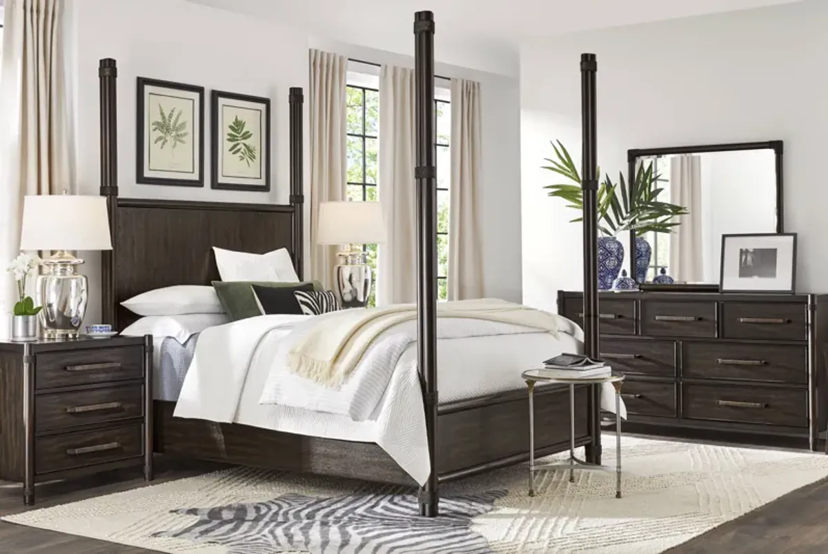 Vineyard Estates Brown 7 Pc Queen Poster Bedroom