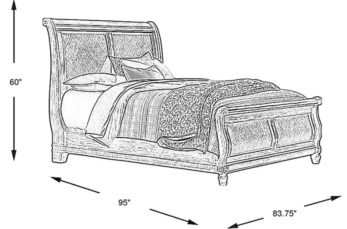 West Indies Brown 3 Pc King Sleigh Bed