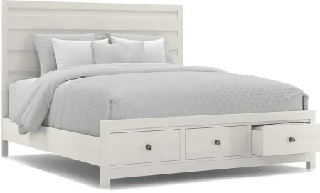 Barringer Place White 3 Pc King Panel Bed with Storage