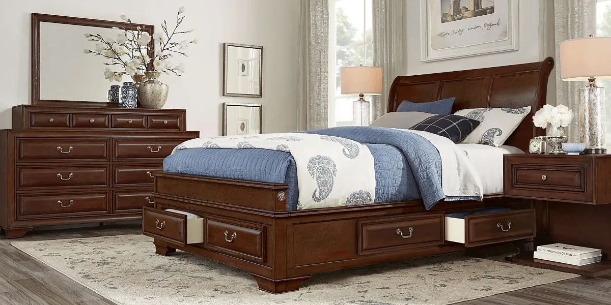 Mill Valley II Cherry 7 Pc Queen Sleigh Bedroom with Storage