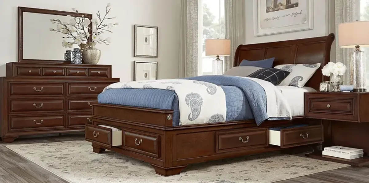 Mill Valley II Cherry 7 Pc Queen Sleigh Bedroom with Storage