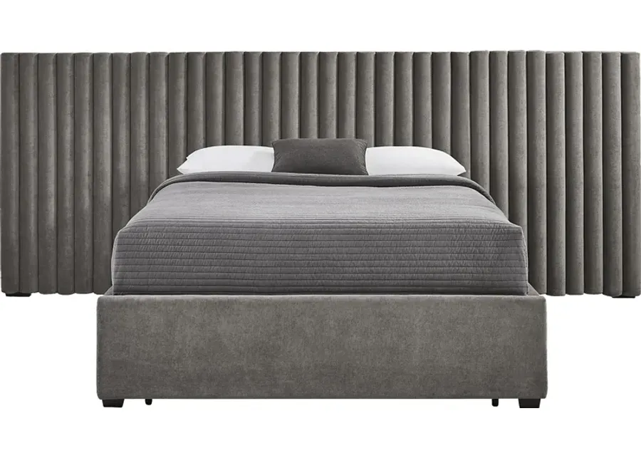 Belvedere Smoke 4 Pc Queen Upholstered Storage Wall Bed