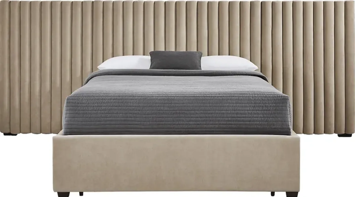 Belvedere Beige 4 Pc Queen Upholstered Storage Wall Bed