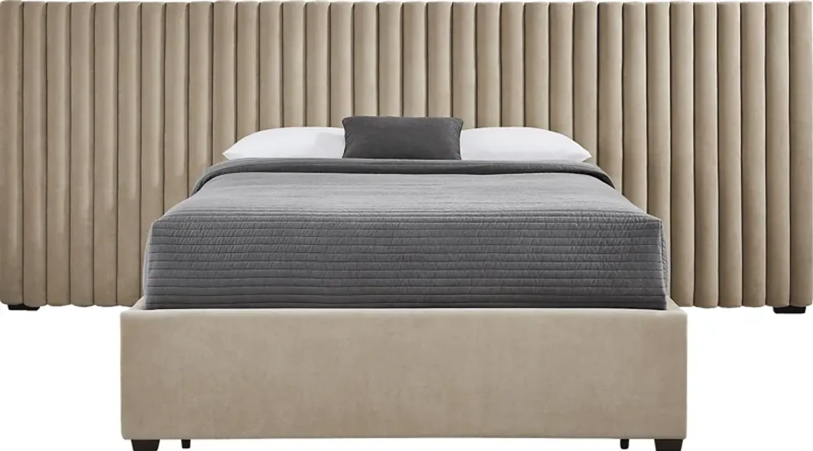 Belvedere Beige 4 Pc Queen Upholstered Storage Wall Bed