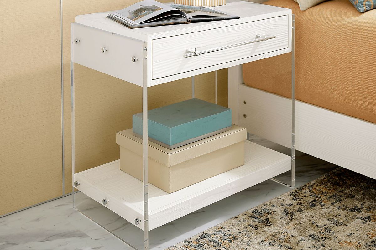 Aruba White 1 Drawer Nightstand