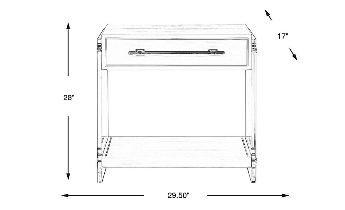 Aruba White 1 Drawer Nightstand