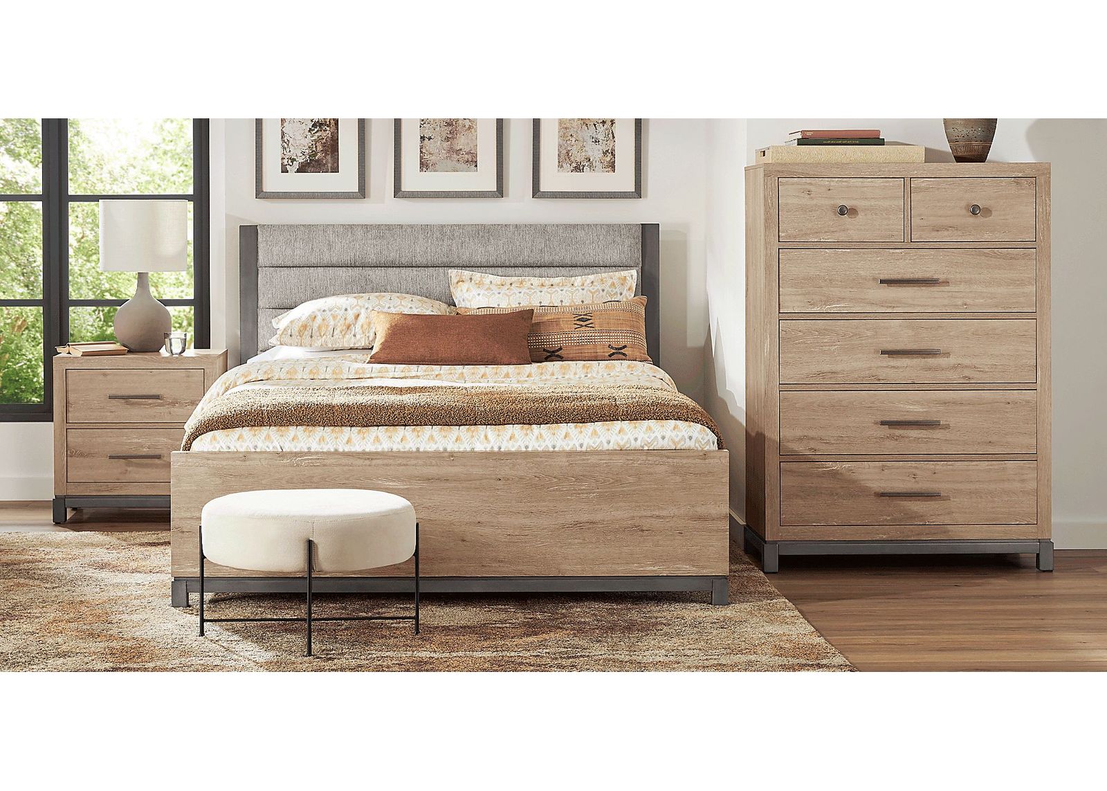 Maxton Place Natural 5 Pc Queen Bedroom