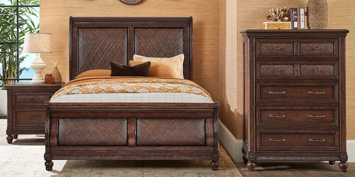 Small Spaces West Indies Brown 5 Pc Queen Sleigh Bedroom