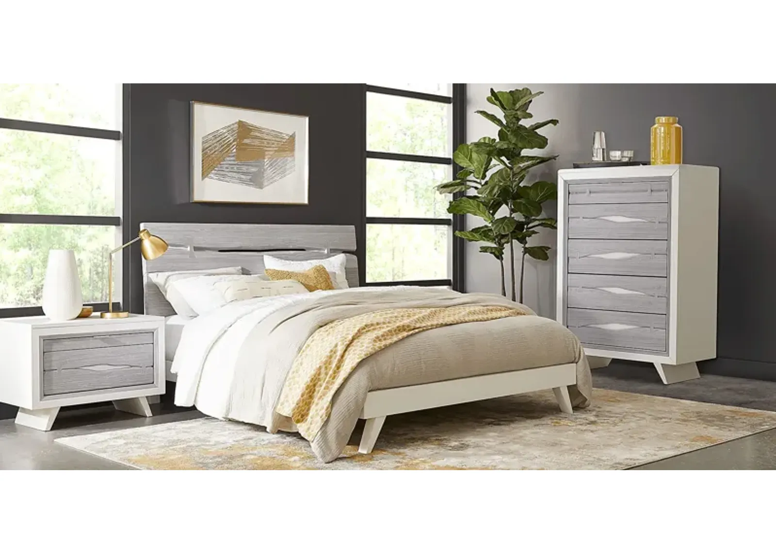 Dana Point White 5 Pc King Panel Bedroom