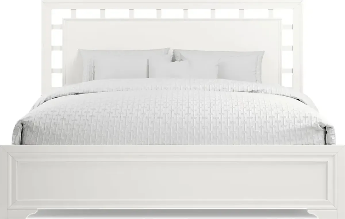 Belcourt White 3 Pc Queen Lattice Bed