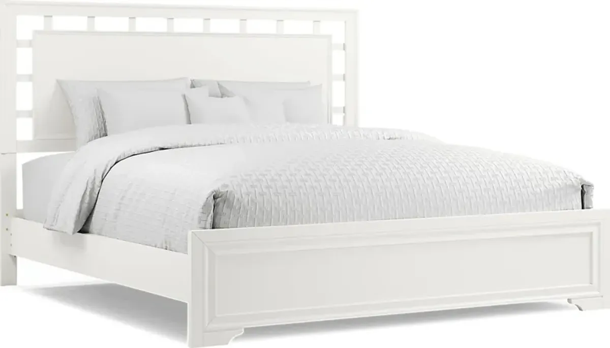 Belcourt White 3 Pc Queen Lattice Bed