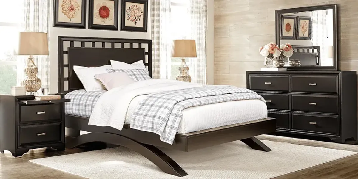 Belcourt Black 3 Pc Queen Lattice Arch Bed