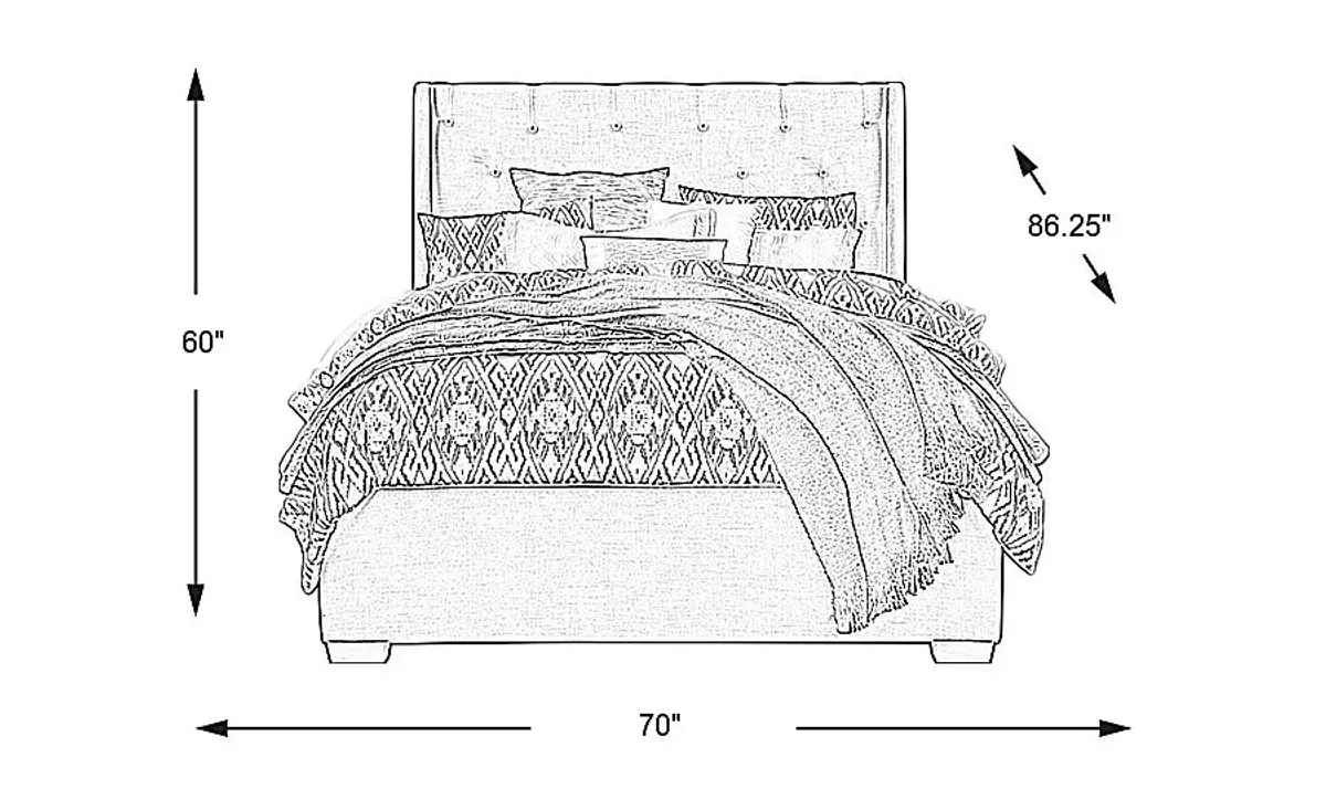 Alison Gray 3 Pc Queen Upholstered Bed with 2 Drawer Storage